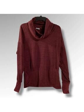 NWOT Athleta Batwing & Robin Cowl Neck Pullover Heathered Pockets Thumbies, M